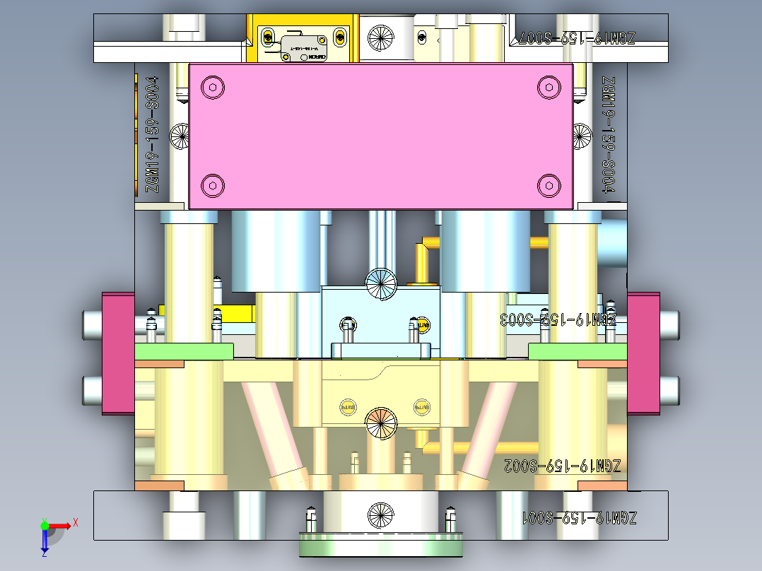 后模滑块模具俯视图