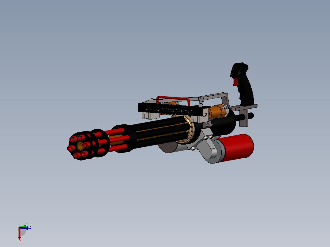 手枪左轮冲锋枪老式狙击步枪设计3D图纸cgpdesign-academy-mini-gun-design-by-sami-ohran SW主视图