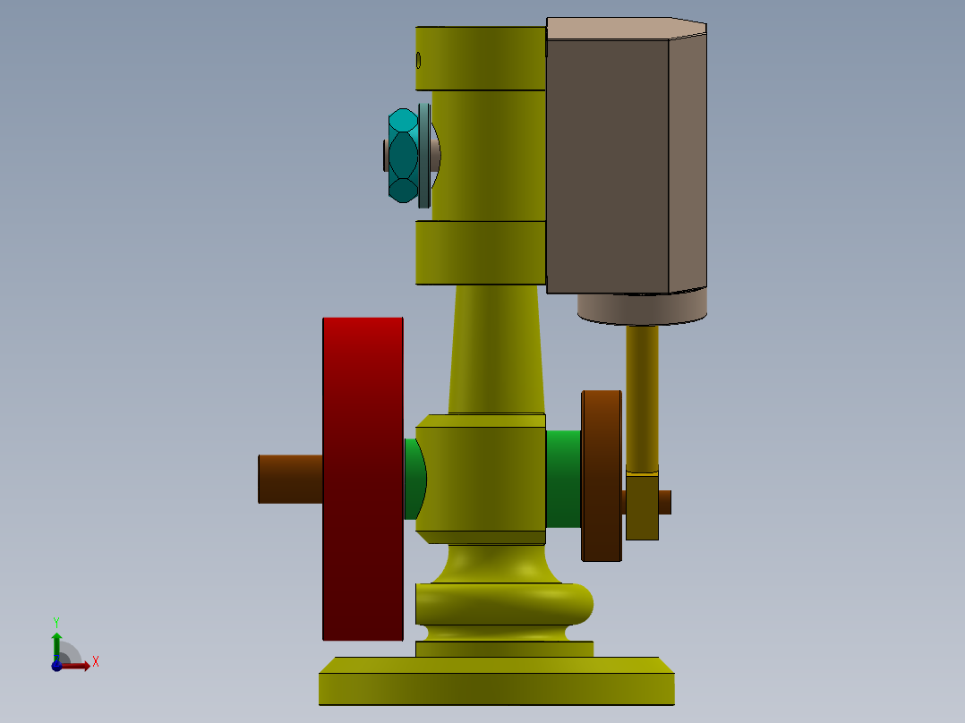 单缸摇摆蒸汽机wobbler-steam-engine-2832-模型格式为 sw前视图
