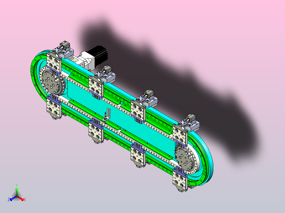 椭圆链条环形导轨正等轴测图