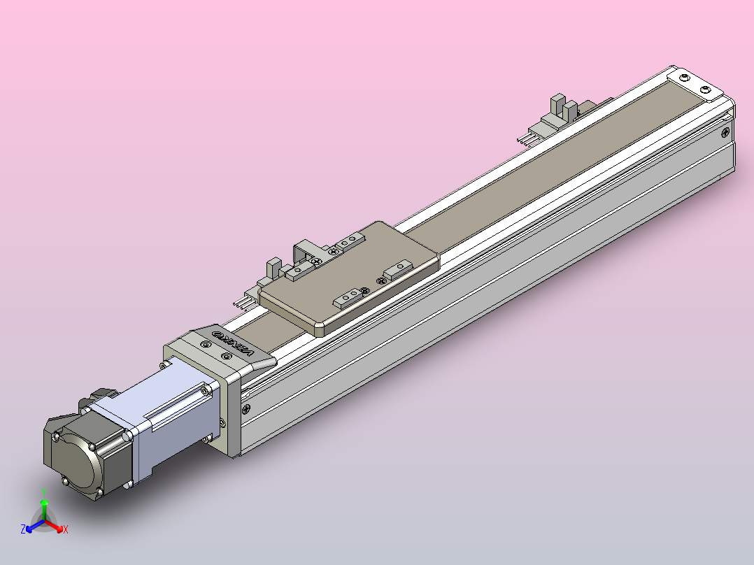 银光单轴机械手直线模组，单轴滑台3d模型BSC-50-P□□-200-1-□-J-01主视图