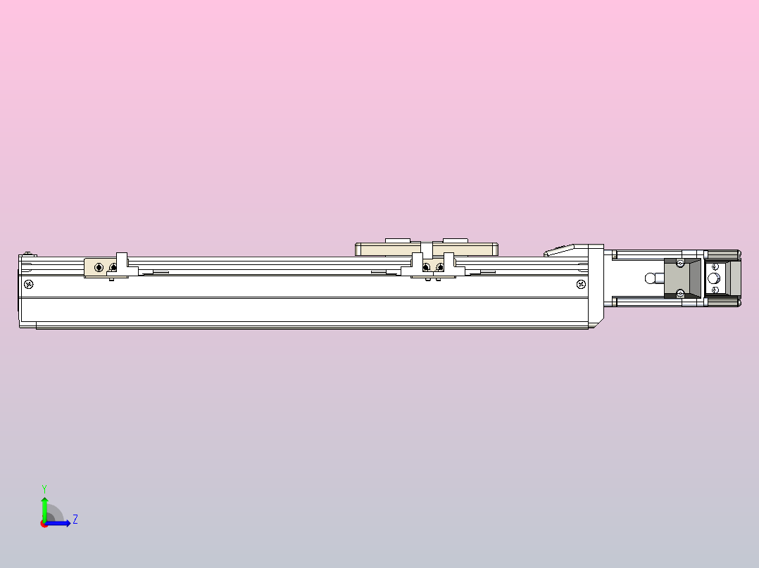 银光单轴机械手直线模组，单轴滑台3d模型BSC-50-P□□-200-1-□-J-01左视图