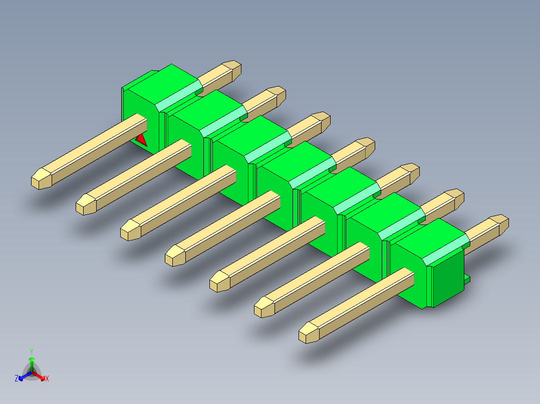 彩色公头100mil（2.54mm）系列-DS1021_green_1x07p_100mil_Type1_rev1.0主视图