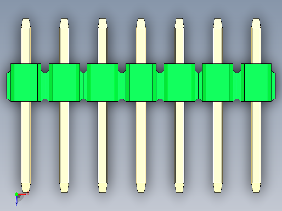 彩色公头100mil（2.54mm）系列-DS1021_green_1x07p_100mil_Type1_rev1.0俯视图