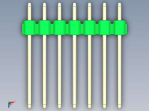 彩色公头100mil（2.54mm）系列-DS1021_green_3x07p_100mil_Type5_rev1.0俯视缩略图