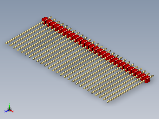 彩色公头100mil（2.54mm）系列-DS1021_red_1x27p_100mil_Type43_rev1.0正等轴测缩略图