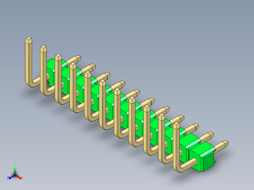 彩色公排针 100mil 2.54mm 系列-DS1022_green_11p_100mil_TypeU_rev1.0
