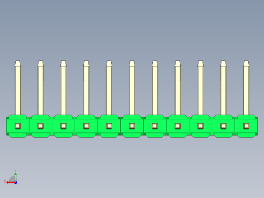 彩色公排针 100mil 2.54mm 系列-DS1022_green_11p_100mil_TypeU_rev1.0后视缩略图