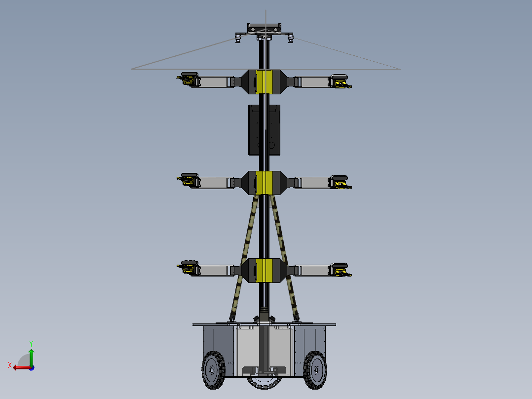Stickbug 6机械臂授粉机器人3D图纸 Solidworks设计后视图