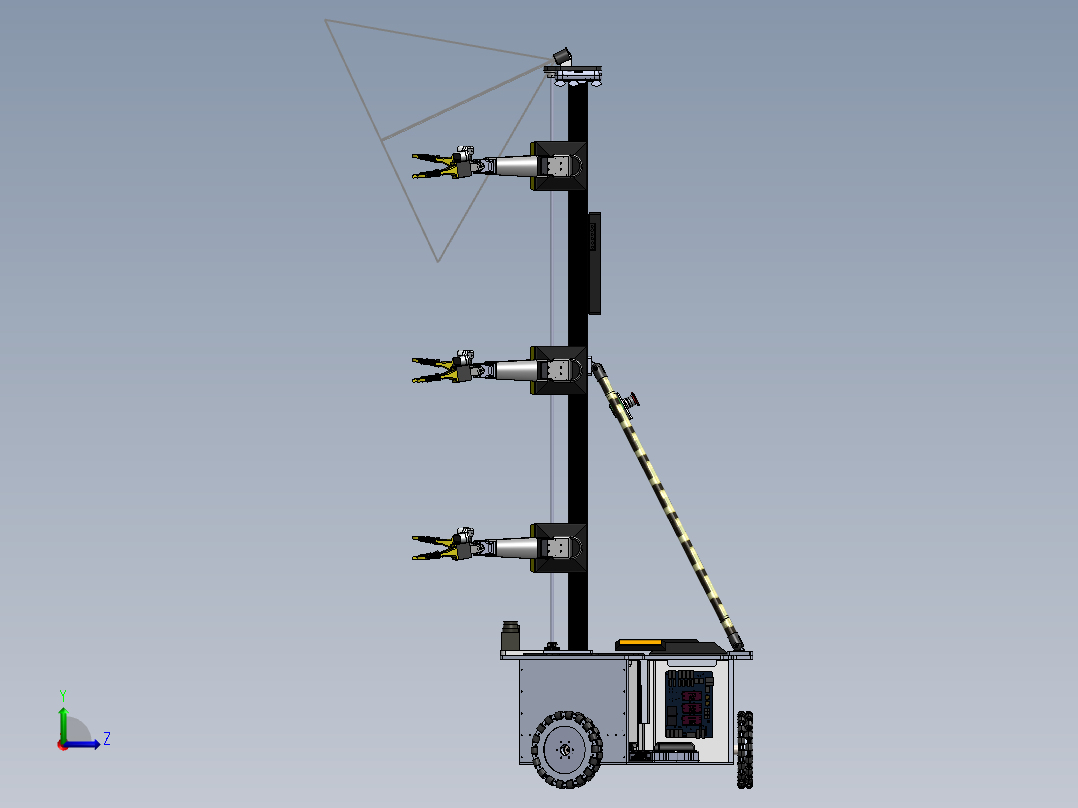 Stickbug 6机械臂授粉机器人3D图纸 Solidworks设计左视图
