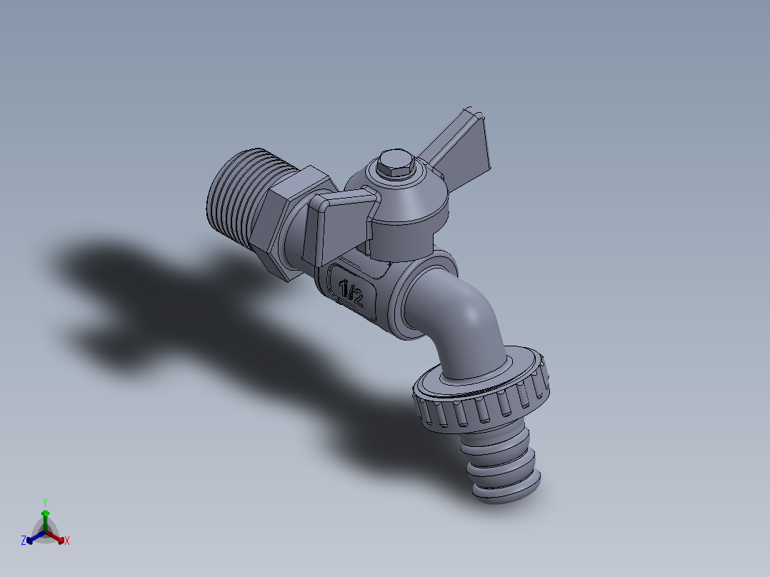 铜水龙头正等轴测图