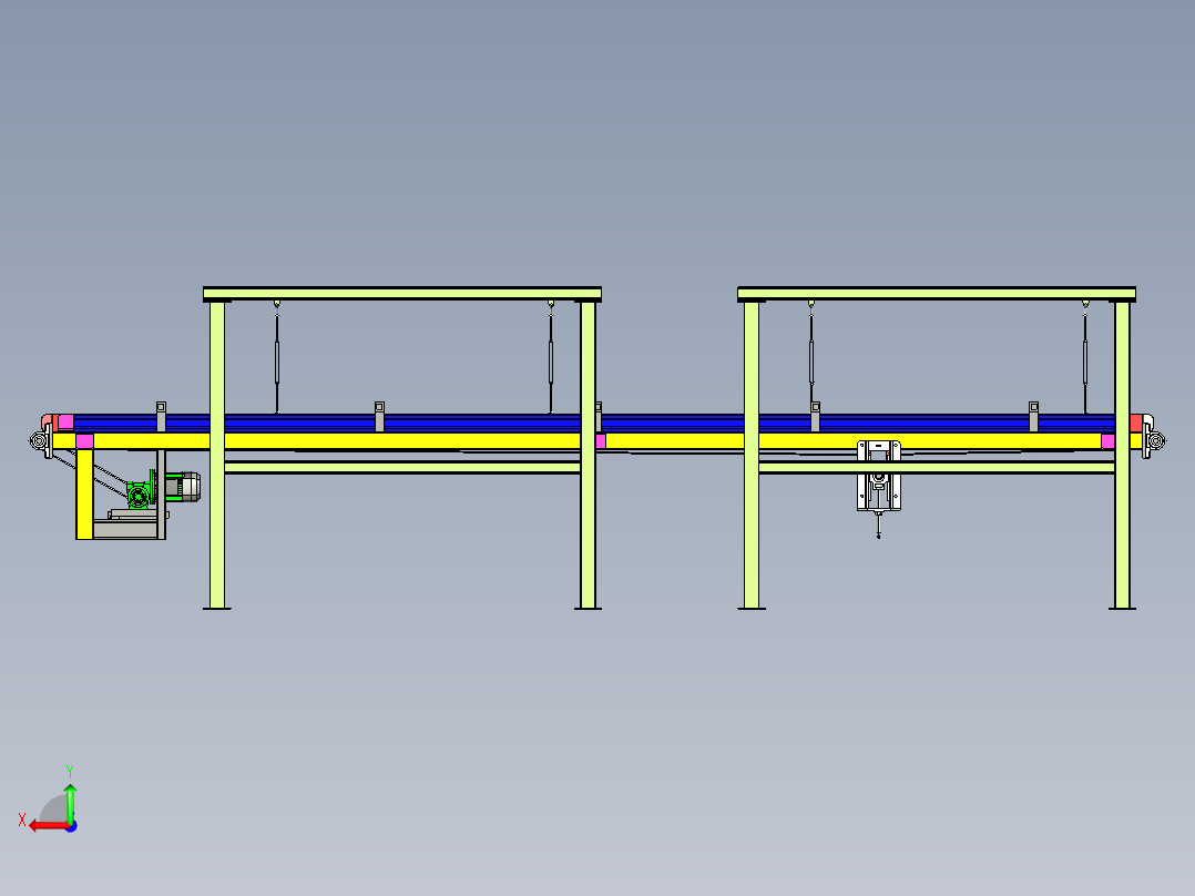 吊装倍速输送线设计后视图