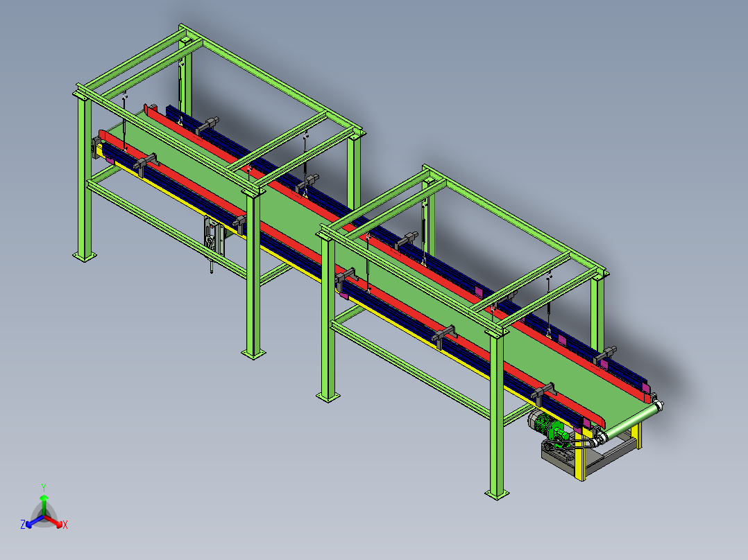 吊装倍速输送线设计正等轴测图