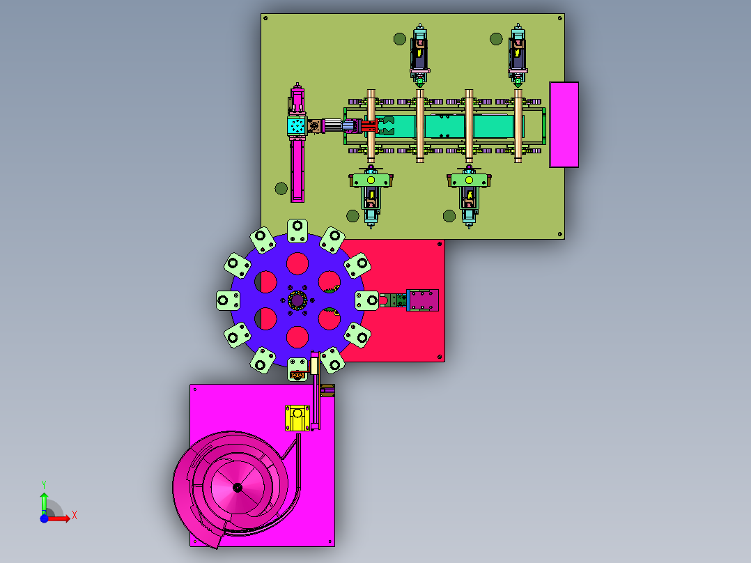 细纱机的空纱管上料装置前视图