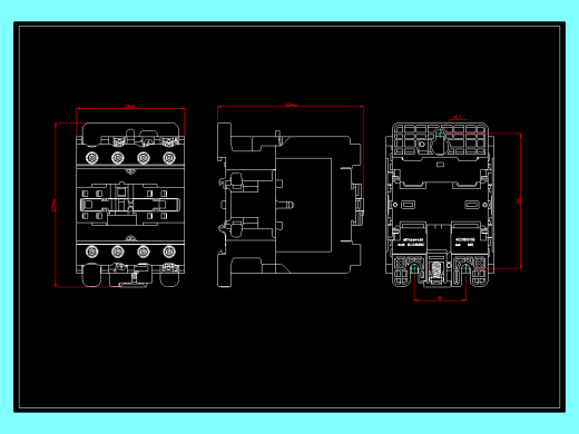 CJX2-4004～6504 4P交流接触器外形安装尺寸图202204