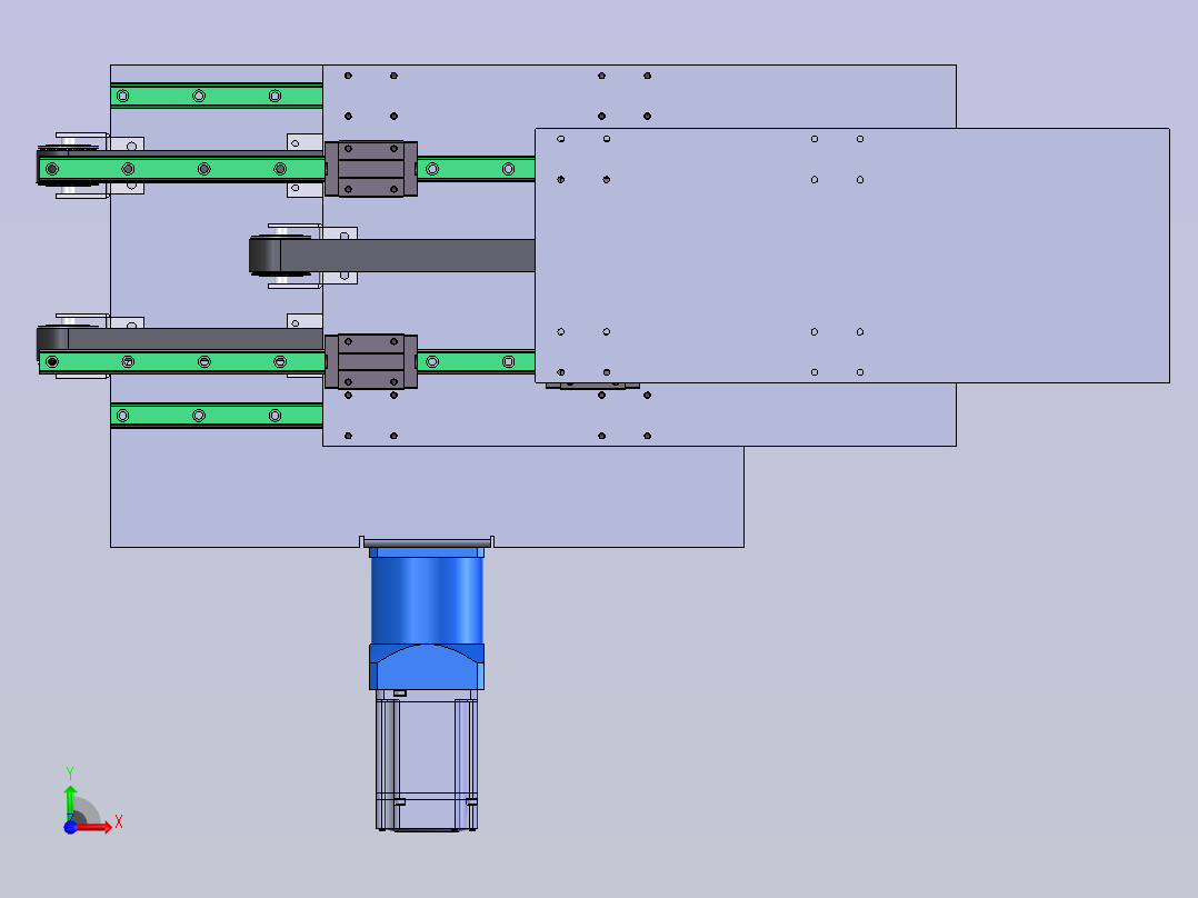 三级伸缩货叉主视图