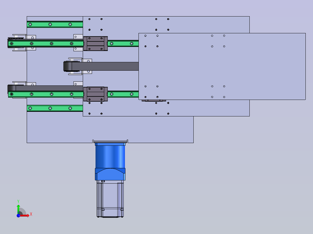 三级伸缩货叉前视图