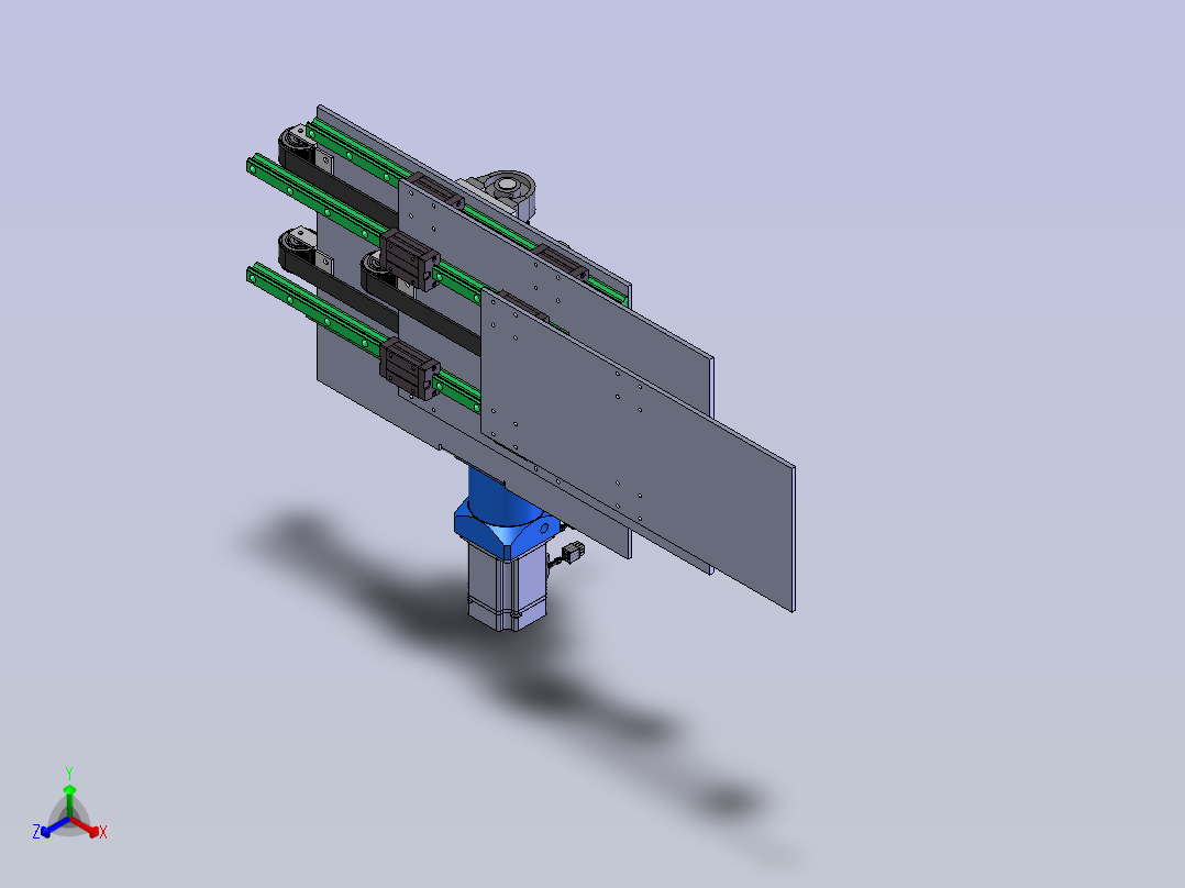 三级伸缩货叉正等轴测图