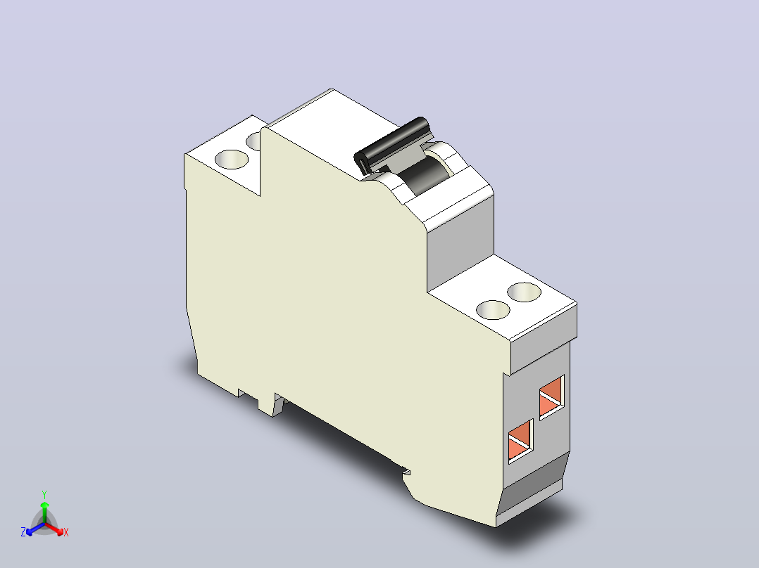 双极断路器BH DN-1P + N三菱电机正等轴测图