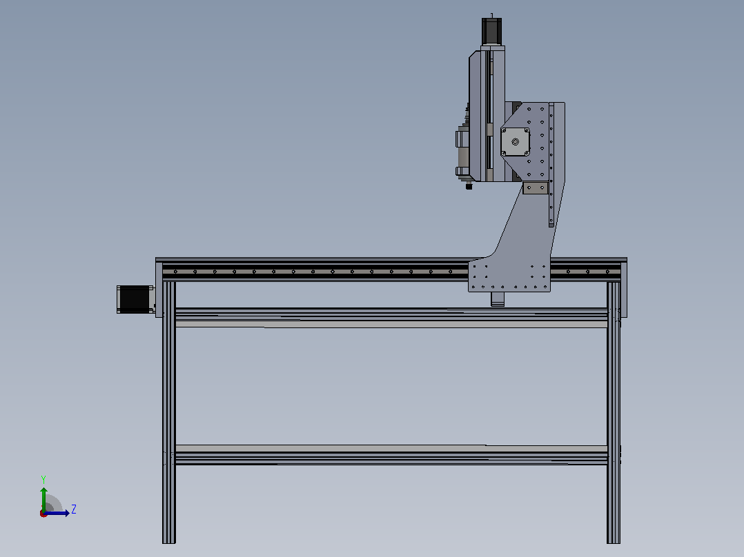 三轴CNC机床 X轴：1150mm Y轴：700mm Z轴：200mm左视图