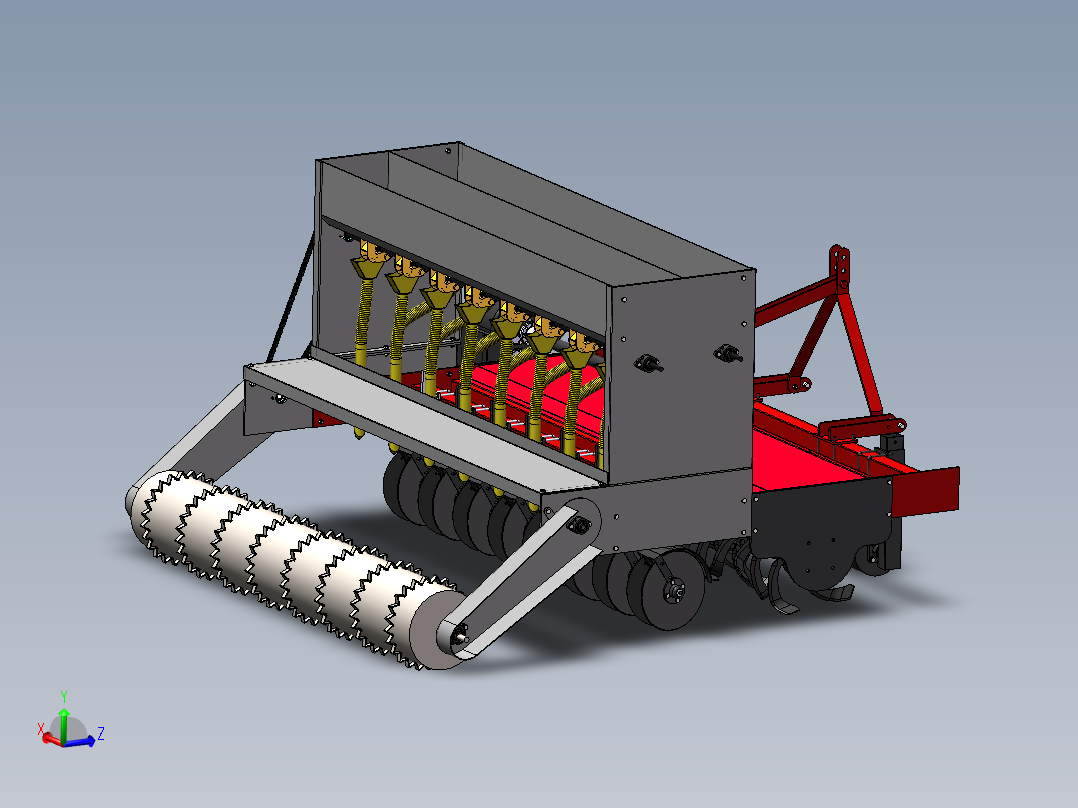 小麦播种施肥联合作业机3d图纸 稻谷、小麦等农作物收割机3d模型