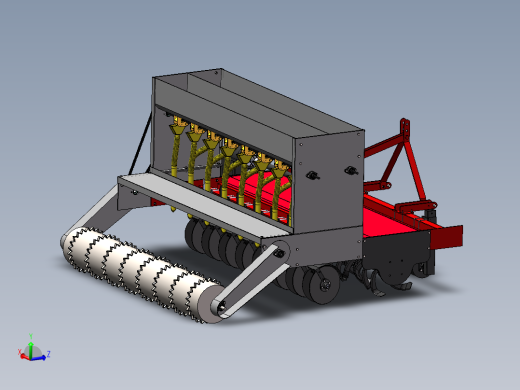 小麦播种施肥联合作业机3d图纸 稻谷、小麦等农作物收割机3d模型
