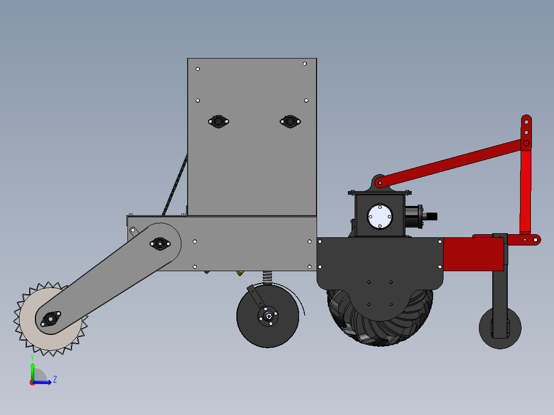 小麦播种施肥联合作业机3d图纸 稻谷、小麦等农作物收割机3d模型左视图