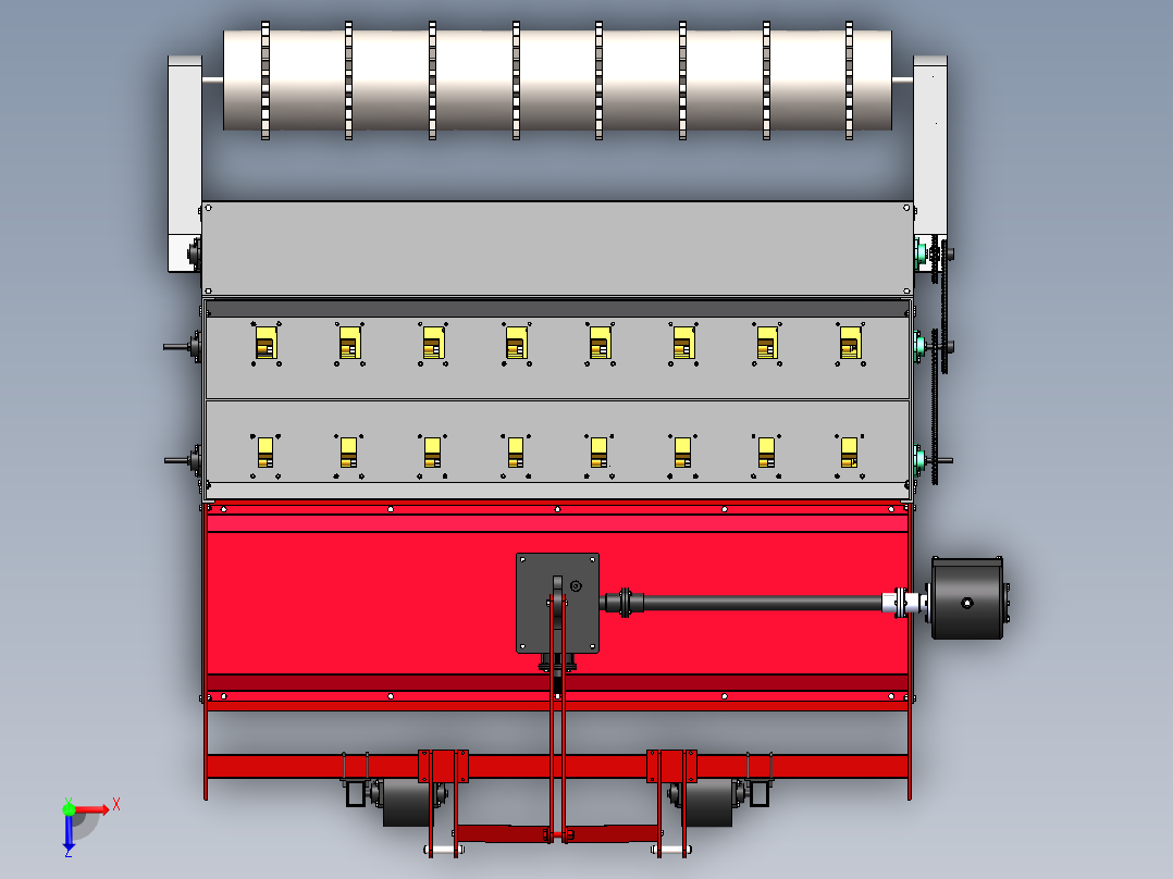 小麦播种施肥联合作业机3d图纸 稻谷、小麦等农作物收割机3d模型俯视图