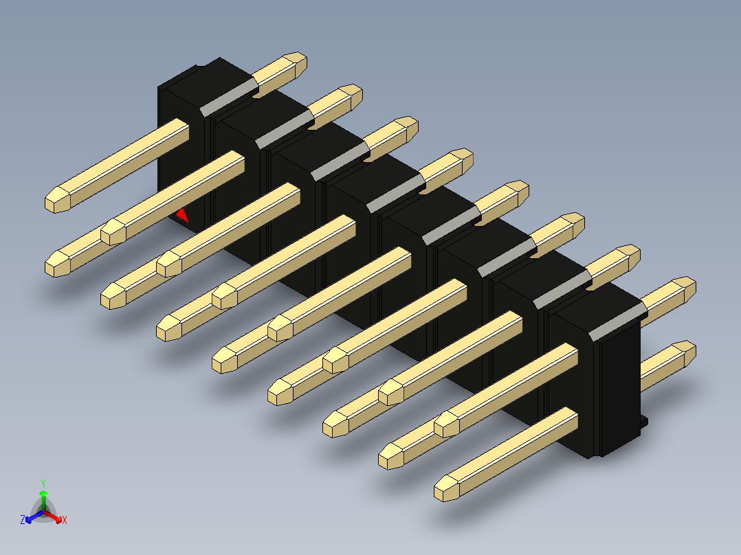 彩色公头100mil（2.54mm）系列-DS1021_black_2x08p_100mil_Type1_rev1.0主视图