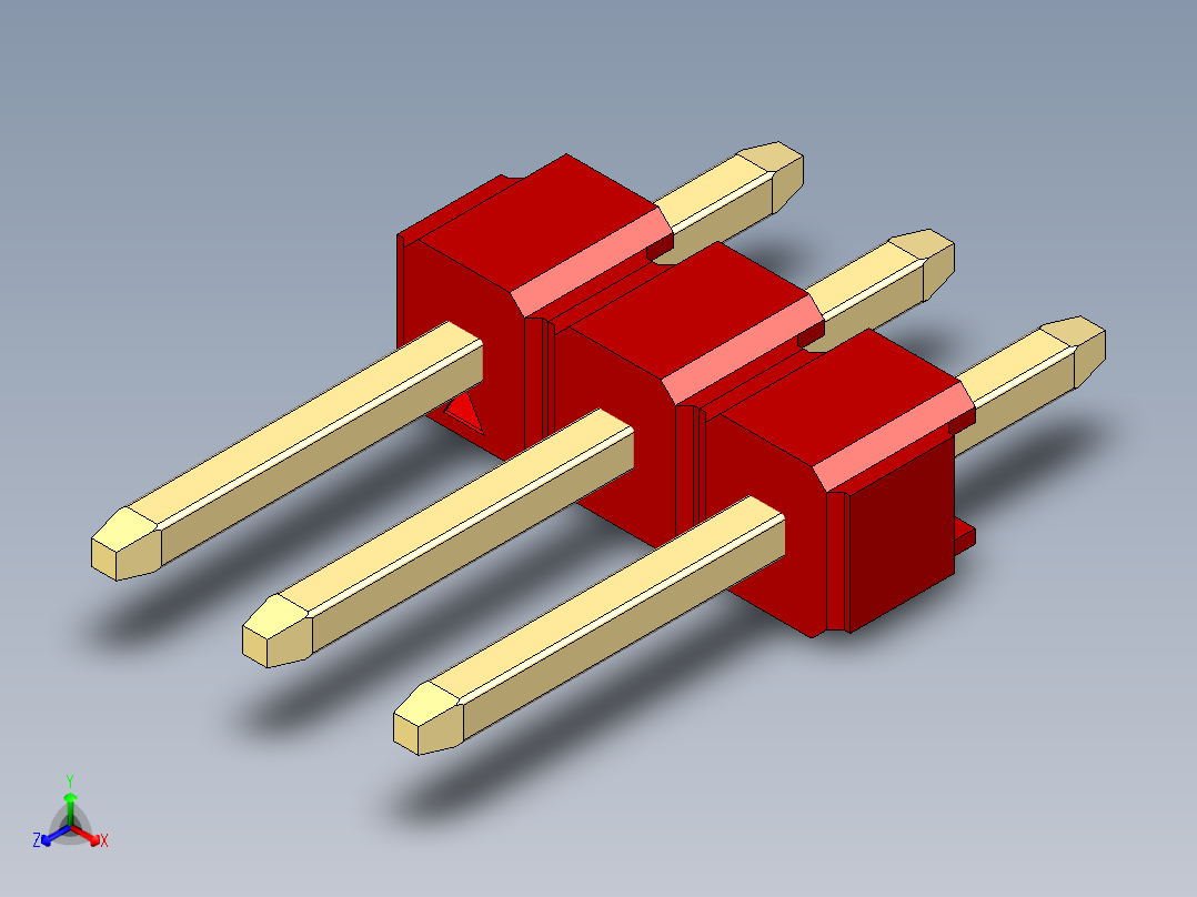 彩色公头100mil（2.54mm）系列-DS1021_red_1x03p_100mil_Type1_rev1.0主视图