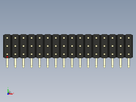 彩色公排针 100mil 2.54mm 系列-DS1022_black_3x16p_100mil_TypeD_rev1.0前视缩略图