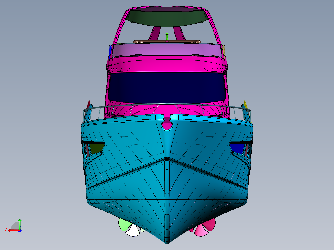 大型豪华多层动力游艇后视图