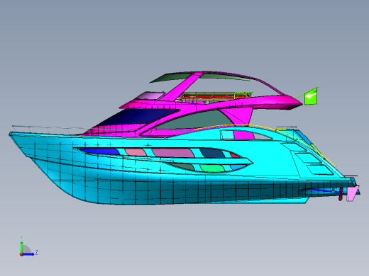 大型豪华多层动力游艇左视缩略图