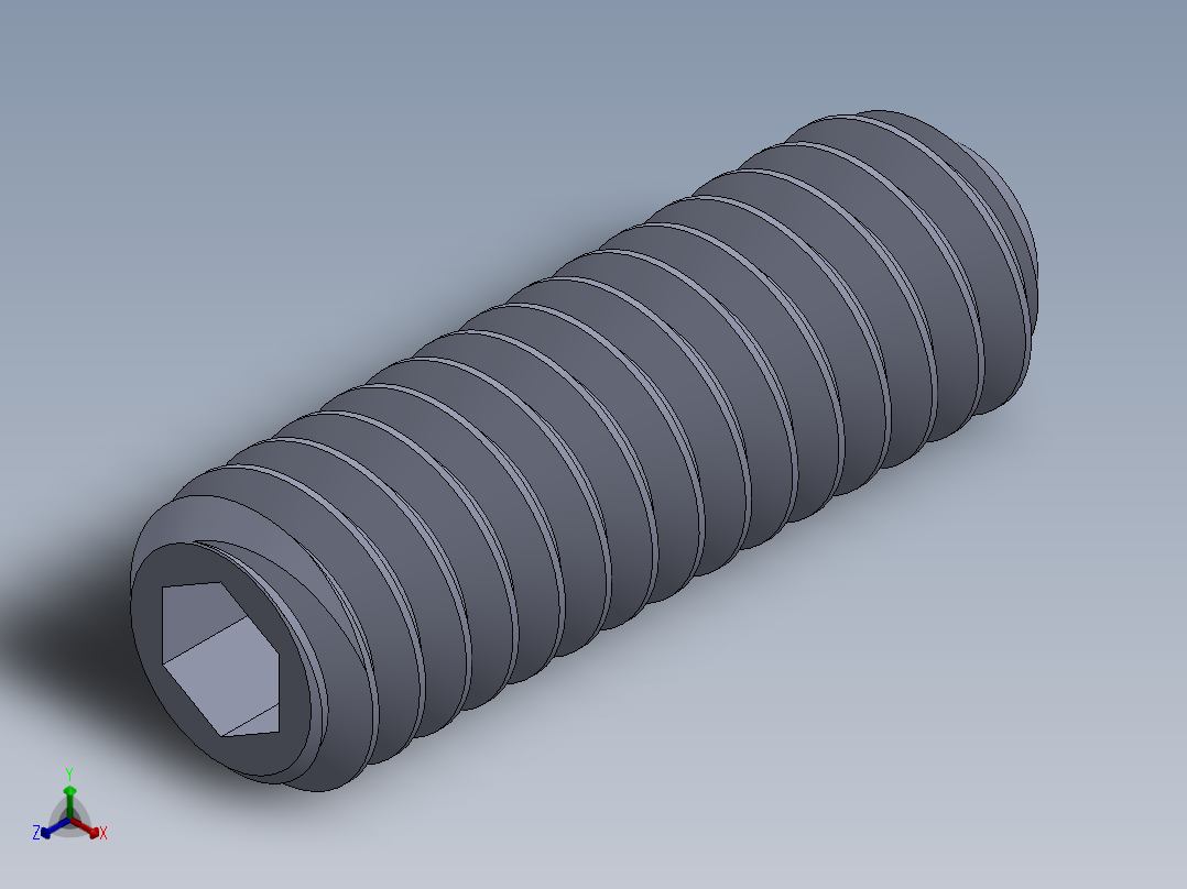 UNC 平头紧定螺钉-UNC SET SCREW 8-32 x0.500.SLDPRT正等轴测图