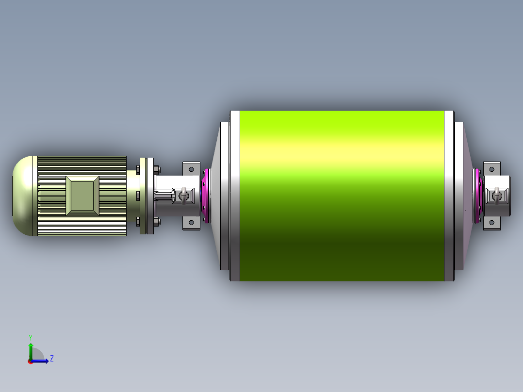 Q342-油冷式电动滚筒设计【三维SolidWorks】左视图