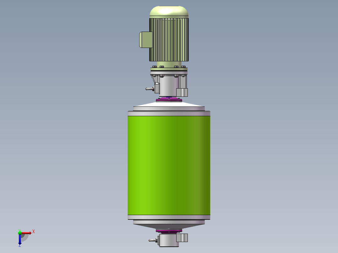 Q342-油冷式电动滚筒设计【三维SolidWorks】俯视图