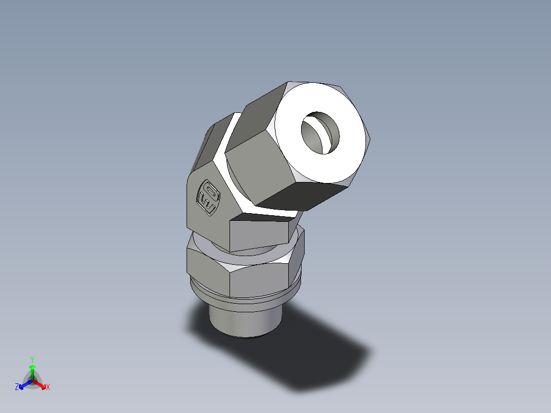 卡套式工业通用硬管接头EO_Adjustable_locknut_45_deg_elbow_VEE08ZSRCF主视图