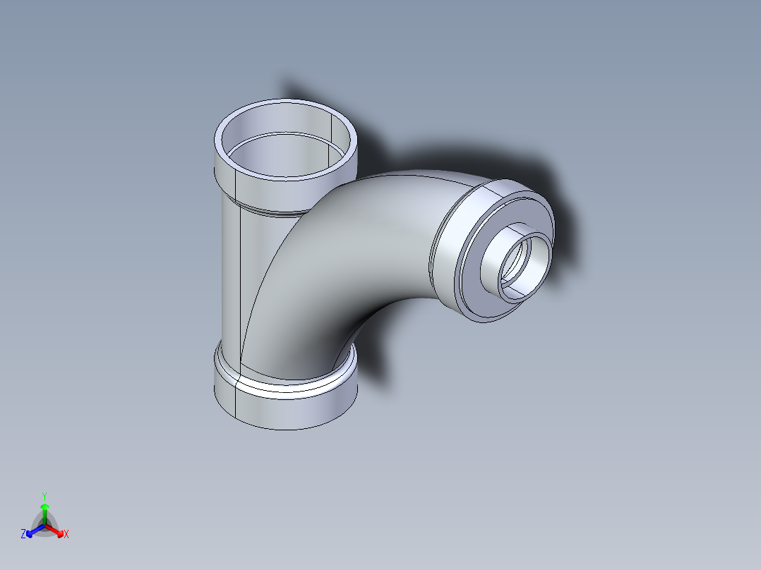 船舶管路系统S10_SeaDrainPLUS_LongTurnReducingTee-SxSxS_37E273034_4in Sea Drain Plus - Long Turn Reducing Tee - SxSxS主视图