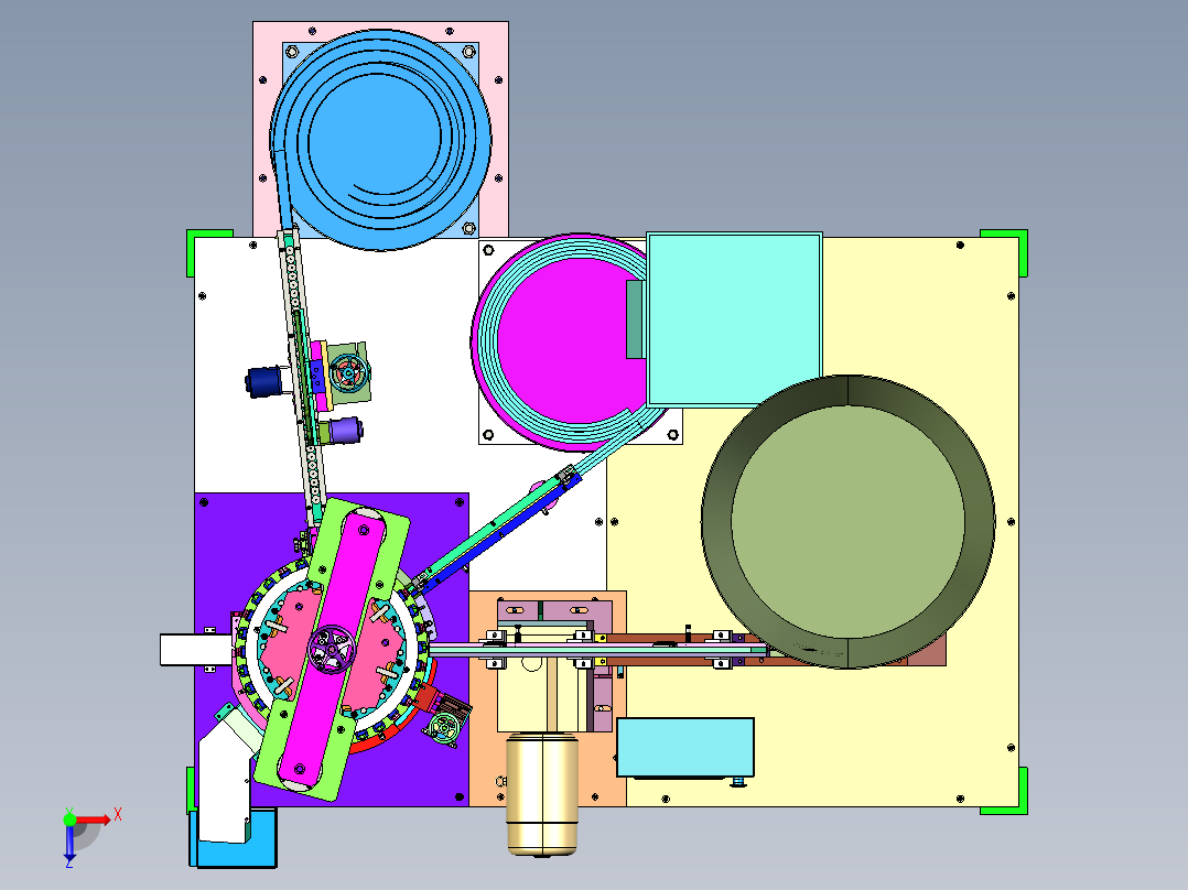 凸轮瓶盖装配组装机俯视图