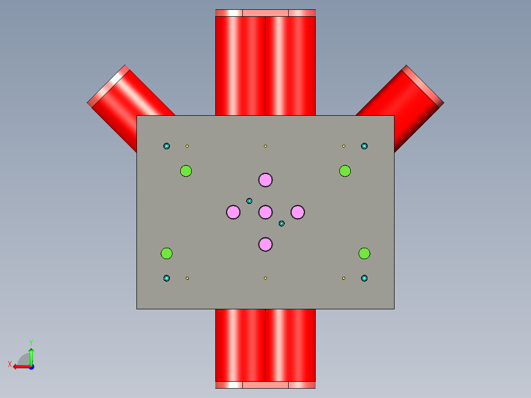 雨水管三叉接头注塑模具设计后视图
