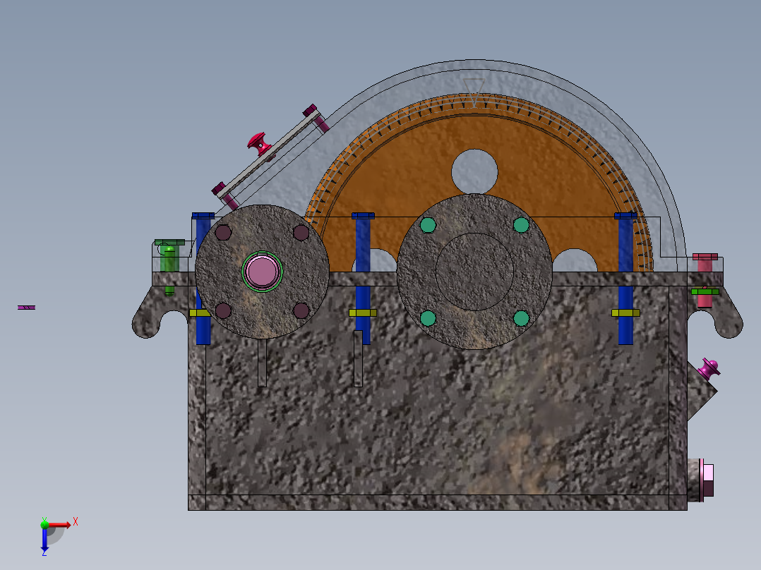 一级圆柱齿轮减速器有V带 F3500V0.8D280斜齿设计师syzn0121俯视图