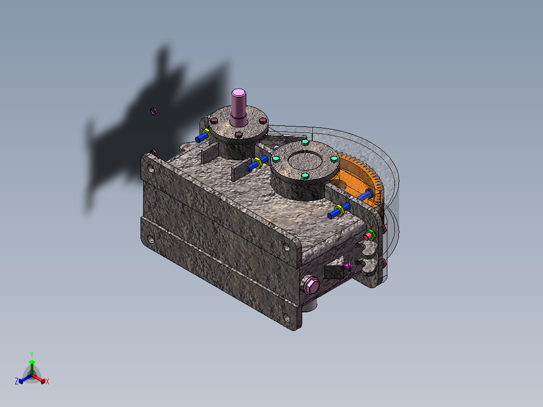 一级圆柱齿轮减速器有V带 F3500V0.8D280斜齿设计师syzn0121正等轴测图