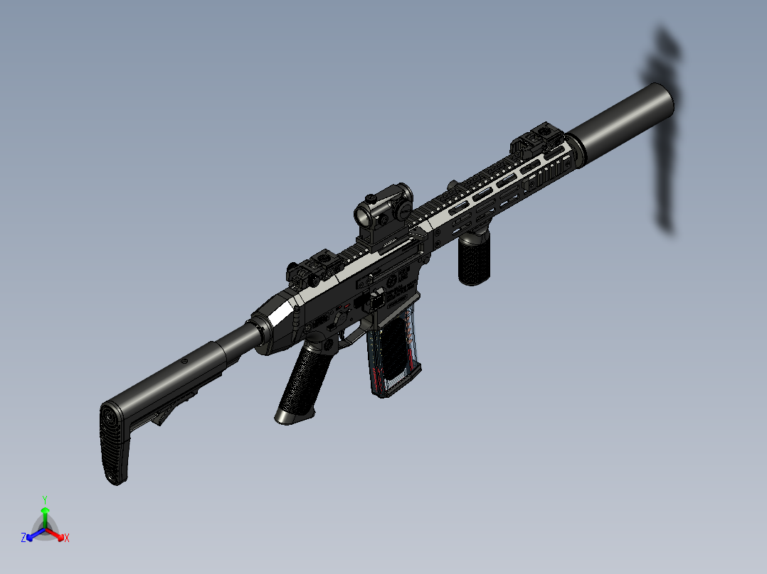 手枪左轮冲锋枪老式狙击步枪设计3D图纸wz-2022-perun-a4-1 1 STP主视图