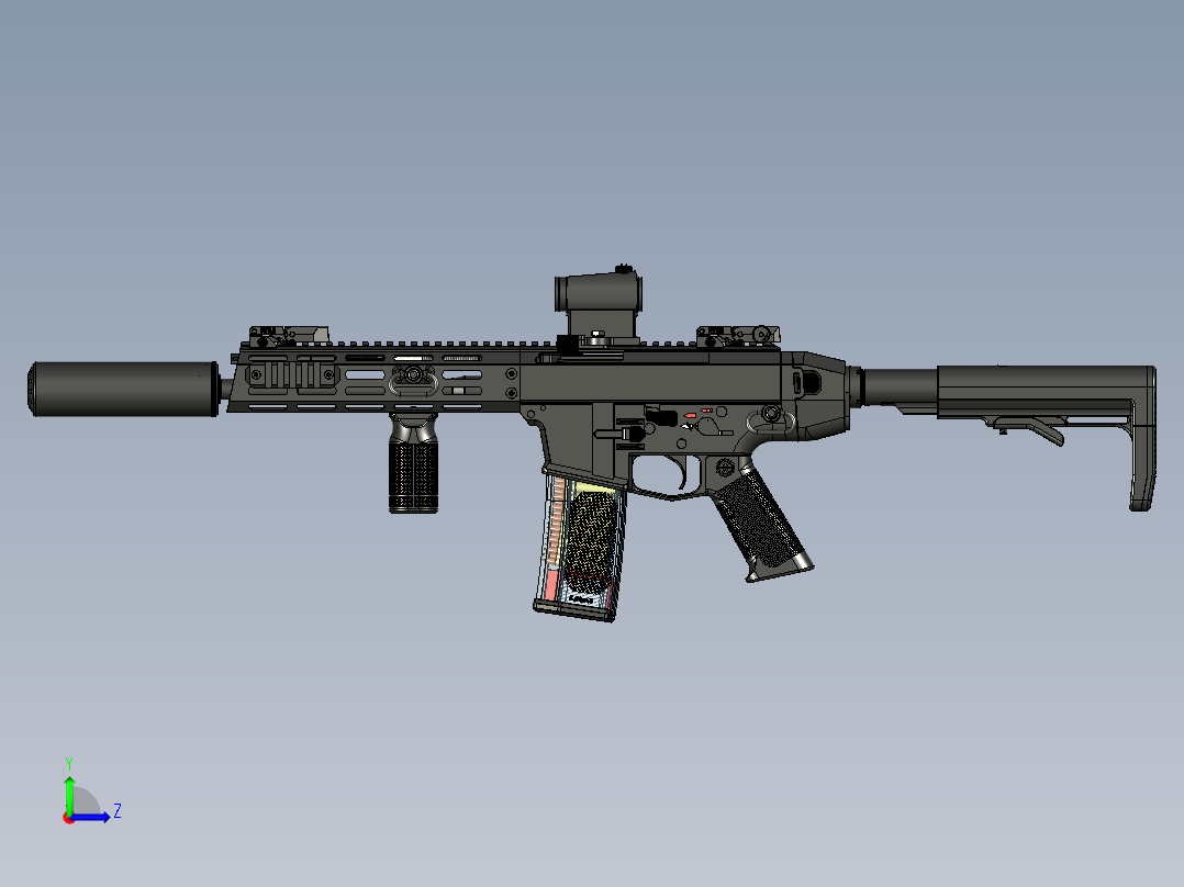 手枪左轮冲锋枪老式狙击步枪设计3D图纸wz-2022-perun-a4-1 1 STP左视图