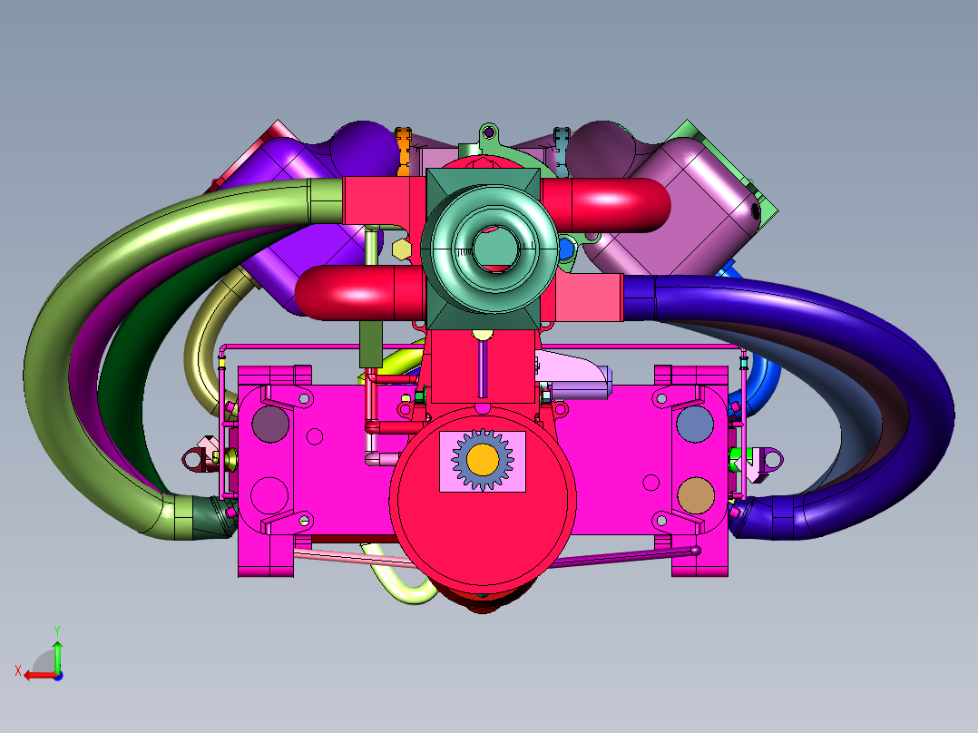 小排量增压发动机后视图