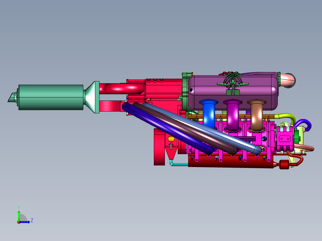 小排量增压发动机左视图