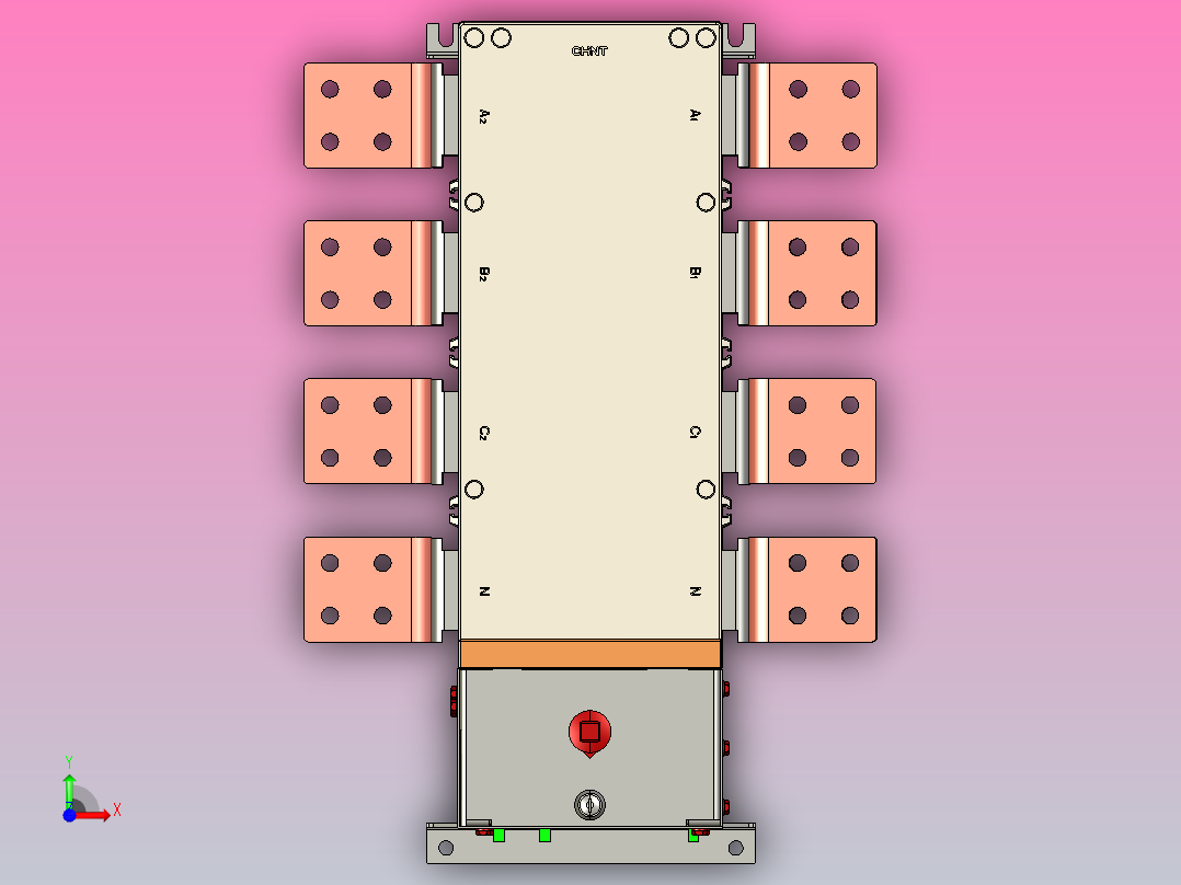 NH40-2000_4SZL 4P自动转换开关三维模型202011前视图