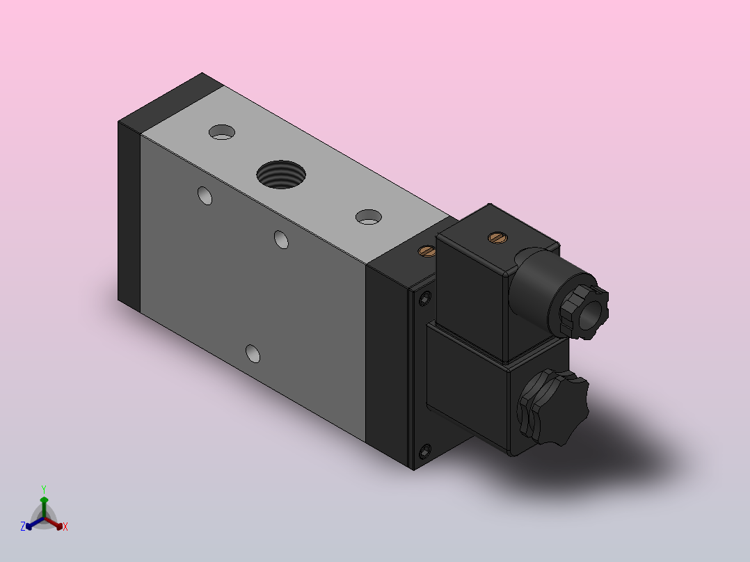 二位三通单电控换向阀[XQ230840]正等轴测图
