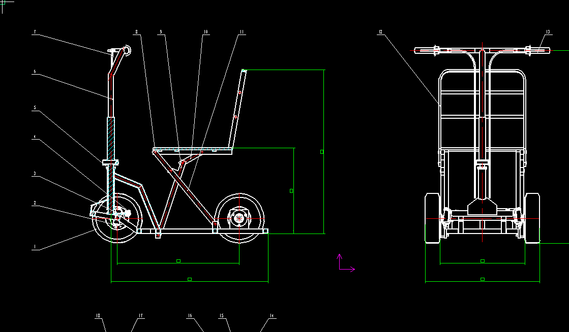 便携式折叠代步车CAD+说明书