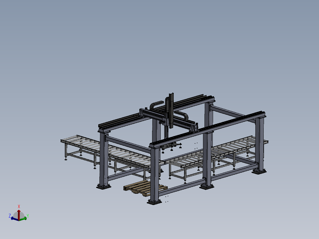 直角坐标桁架机械手3d图纸大型龙门桁架三轴码垛搬运机械手3d模型